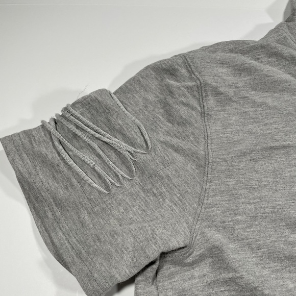 Carbon Longer Length Gray Distressed Short Sleeve Hoodie - Size Large - Picture 4 of 9